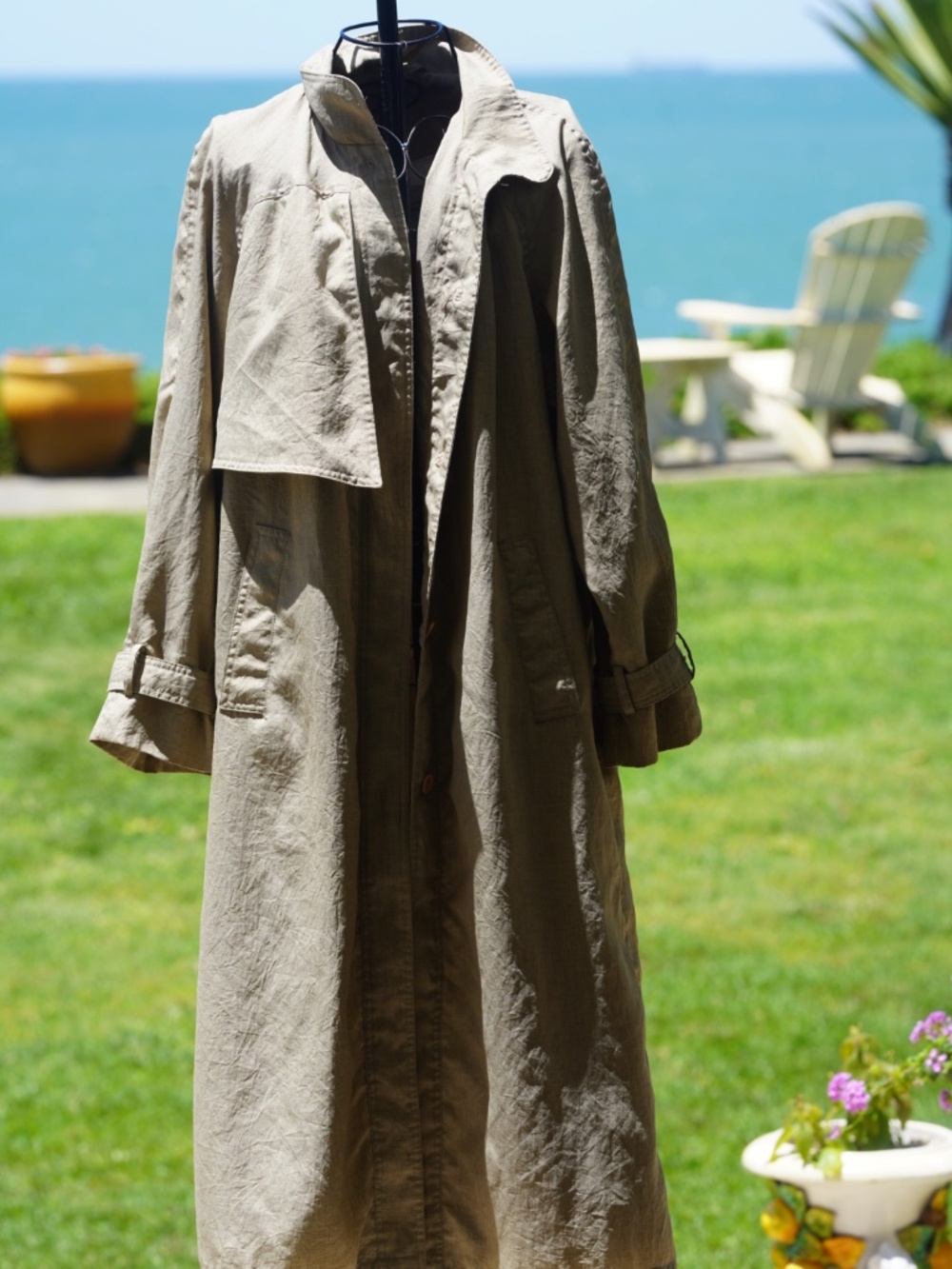 Chance Encounters Linen-Look Lightweight Trench Coat Khaki Tan 8P